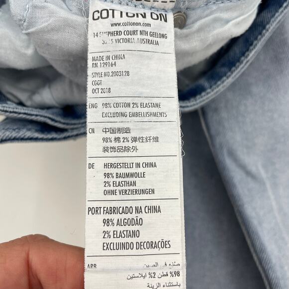 COTTON ON High 90's Jeans Womens Size 10 Heavy Denim Tapered Leg Light Wash - Picture 5 of 13
